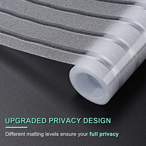rabbitgoo Vinilo Ventana Privacidad, Vinilo Cristal Ventana Autoadhesivo Laminas Cristal Ventana, Pegatina Electroestático Translúcido Anti UV Decorativos Oficina Cocina Rayas Blancas 90x200CM