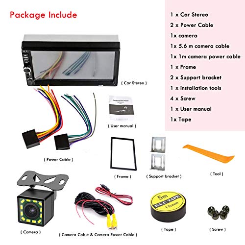 Radio Coche Bluetooth Radio 2 Din Pantalla Coche Pantalla Tactil Para Coche 7 Pulgadas HD Pantalla Táctil Bluetooth Manos Libres Radio Auto FM / USB/AUX IN Mirror Link con cámara de visión Trasera