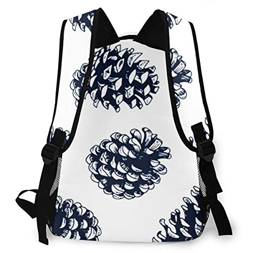 RAHJK Mochila Tipo Casual Mochila Escolares Mochilas Estilo Impermeable para Viaje De Ordenador Portátil hasta 14 Pulgadas Pine Cones Botanical Xmas Pinecones