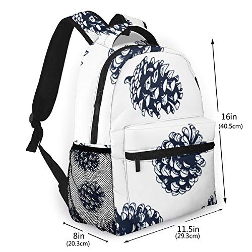 RAHJK Mochila Tipo Casual Mochila Escolares Mochilas Estilo Impermeable para Viaje De Ordenador Portátil hasta 14 Pulgadas Pine Cones Botanical Xmas Pinecones