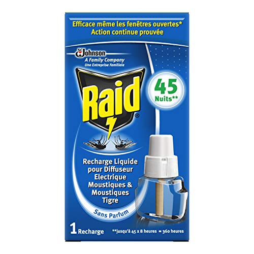 Raid recambio eléctrico líquido antimosquitos 45 noches – eficaz incluso cuando las ventanas abiertos, 27 ml –  – Juego de 3