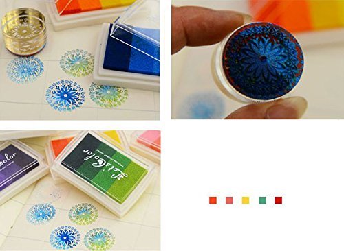 Rainbow arte dedo almohadillas de tinta sellos florales 24 DIY colores para sello de goma DIY Scrapbooking y tarjeta de decoración (6 almohadilla de tinta)