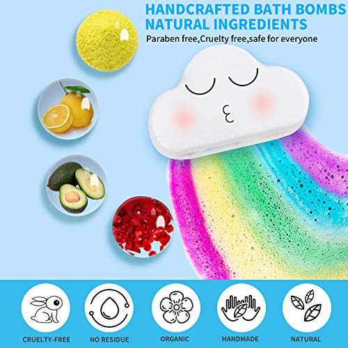 Rainbow Bombas de Baño, Handmade Fizzy Bath Bomb con ingredientes naturales y orgánicos, Regalos de Navidad/Cumpleaños para niños y mujeres, Ensemble de 2