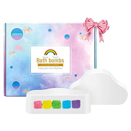 Rainbow Bombas de Baño, Handmade Fizzy Bath Bomb con ingredientes naturales y orgánicos, Regalos de Navidad/Cumpleaños para niños y mujeres, Ensemble de 2