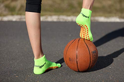 Rainbow Socks - Hombre Mujer Calcetines Antideslizantes de Deporte - 4 Pares - Naranja Verde Amarillo Rosa - Talla 36-38