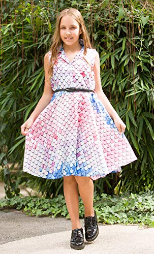 RAISEVERN Petite Ladies Girls Vestidos Cuello de Cobertura púrpura Vestido de Fiesta Vestido de Noche Sin Mangas hasta la Rodilla Midi Vestido de Tirantes 10-11 años Sirena
