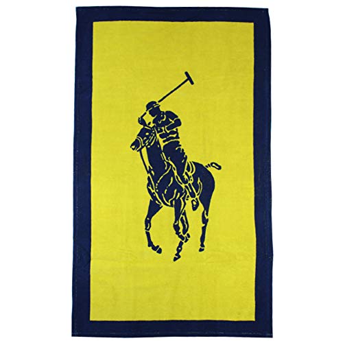 Ralph Lauren - Toalla polo jacquard, color amarillo y azul marino