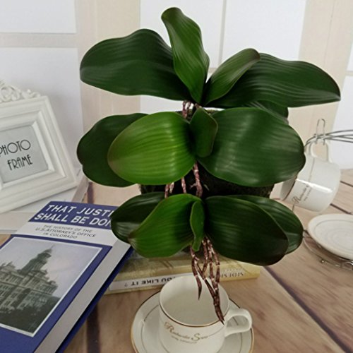 Rama de Hojas Verdes de Orquídea Artificial Decoración de Boda de Casa de Fiesta - B