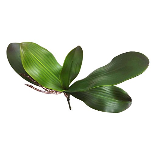 Rama de Hojas Verdes de Orquídea Artificial Decoración de Boda de Casa de Fiesta - B