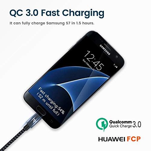 RAMPOW Cable Micro USB Cable USB, [1M, 2 Pack] Micro USB 2.4A Carga Rápida QC 3.0 Compatible con Android, Samsung Galaxy S7, Xiaomi, Kindle, Sony, Nexus, Motorola y más - Gris Espacial