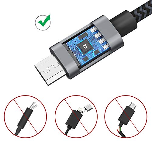 RAMPOW Cable Micro USB Cable USB, [1M, 2 Pack] Micro USB 2.4A Carga Rápida QC 3.0 Compatible con Android, Samsung Galaxy S7, Xiaomi, Kindle, Sony, Nexus, Motorola y más - Gris Espacial