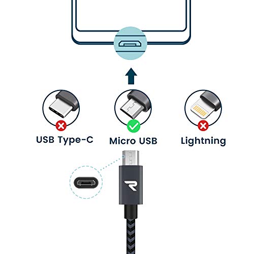 RAMPOW Cable Micro USB Cable USB, [1M, 2 Pack] Micro USB 2.4A Carga Rápida QC 3.0 Compatible con Android, Samsung Galaxy S7, Xiaomi, Kindle, Sony, Nexus, Motorola y más - Gris Espacial