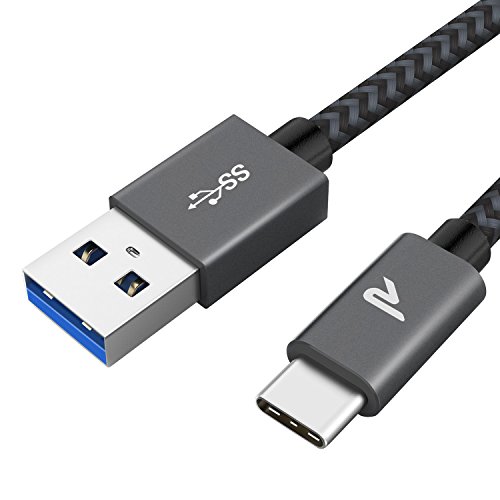 Rampow Cable USB Tipo C a USB A 3.0 Cable USB C Nylon Duradero-Garantía de por Vida-[USB C 3.1 Gen 1] Compatible con Samsung Note 9/S9/S8, HTC 10/U11/U12+, LG G5/G6, Sony Xperia XZ-Gris Espacial 2M