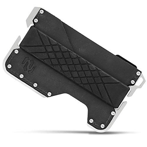 Rango Elegance: Cartera Tarjetero Hombre Minimalista de Piel y Metal (Aluminio) con Protección Antirrobo (Bloqueo RFID/NFC) Carteras Pequeñas y Compactas para 8 Tarjetas Diseñadas en España