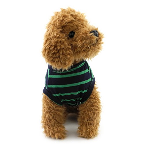 Ranphy - Camiseta de algodón para perro, diseño de rayas, color blanco y negro