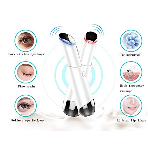 RANRANJJ Masajeador de ojos, vibrador sónico con calefacción Masajeador de ojos recargable, masajeador facial con rodillo de masajeador facial de 42 For, antiarrugas, alivio de círculos oscuros, fatig