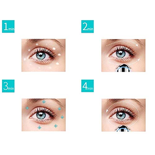 RANRANJJ Masajeador de ojos, vibrador sónico con calefacción Masajeador de ojos recargable, masajeador facial con rodillo de masajeador facial de 42 For, antiarrugas, alivio de círculos oscuros, fatig