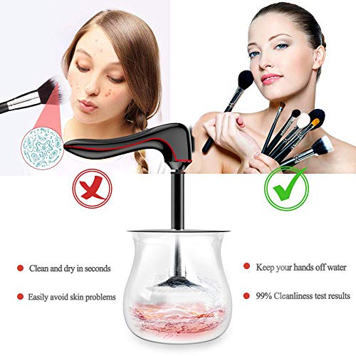 Rantizon Limpiador de Pinceles de Maquillaje [Versión de Actualización] – Limpiador de Cepillo Spinner con USB, 3 Velocidad Automática de Rotación Cosmética Maquillaje Cepillo Herramienta de Limpieza