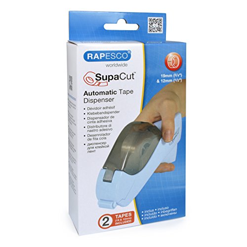Rapesco SupaCut - Dispensador de cinta adhesiva + 2 rollos, color azul