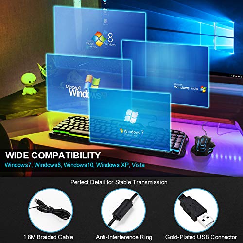 Ratón para Gaming Cable, WisFox Ratones de Juego Ergonómicos con 7 Botones Programables, 7 Chroma RGB Luz de Fondo, Alta Precisión 7250 DPI Ajustable, Botón de Fuego, Ratones Ópticos de Juego para Pro