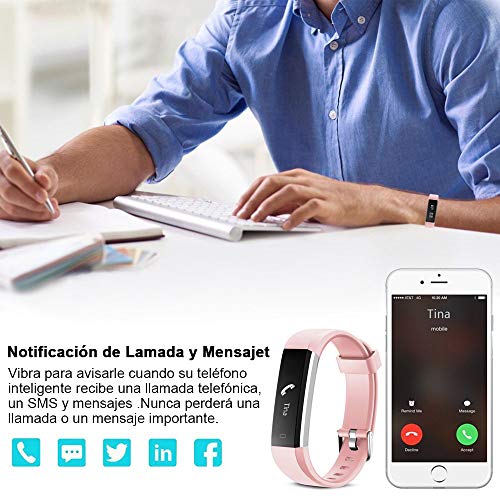 Rayfit Pulsera Actividad Reloj Inteligente Fitness Tracker Podómetro Monitor de Sueño Contador de Calorías Pasos Rastreador de Ejercicios Reloj Salud Pulsera Deportiva para Niños Mujeres Hombres