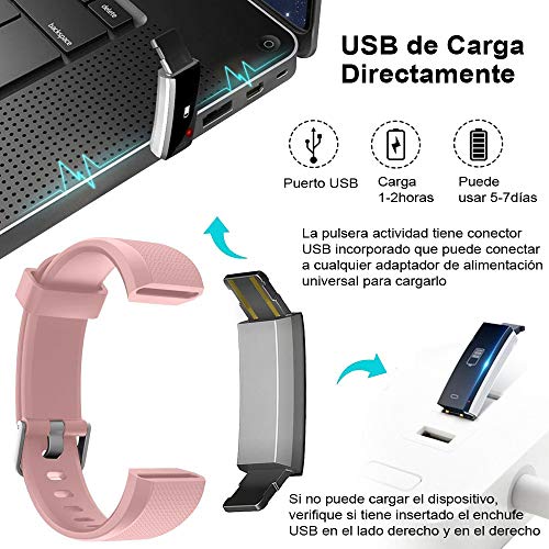 Rayfit Pulsera Actividad Reloj Inteligente Fitness Tracker Podómetro Monitor de Sueño Contador de Calorías Pasos Rastreador de Ejercicios Reloj Salud Pulsera Deportiva para Niños Mujeres Hombres