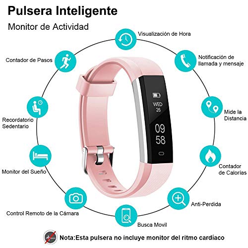 Rayfit Pulsera Actividad Reloj Inteligente Fitness Tracker Podómetro Monitor de Sueño Contador de Calorías Pasos Rastreador de Ejercicios Reloj Salud Pulsera Deportiva para Niños Mujeres Hombres