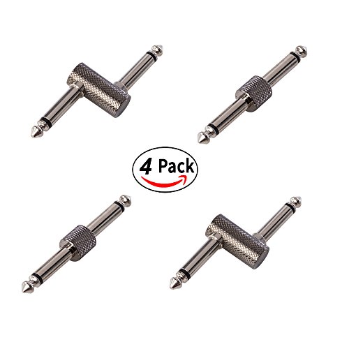 Rayzm Conector de guitarra de pedal, 6.35mm (1/4") Pedal de Efecto para Pedal Acoplador, Adaptador de enchufe para table de pedal de Guitarra, Pack de 4