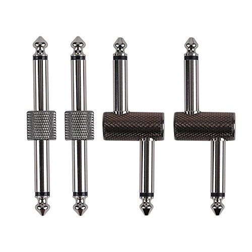 Rayzm Conector de guitarra de pedal, 6.35mm (1/4") Pedal de Efecto para Pedal Acoplador, Adaptador de enchufe para table de pedal de Guitarra, Pack de 4