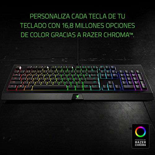Razer Cynosa Chroma - Teclado de membrana para juegos (teclado con teclas de suaves, programables, rollover de 10 teclas, iluminación cromática RGB), ES Layout