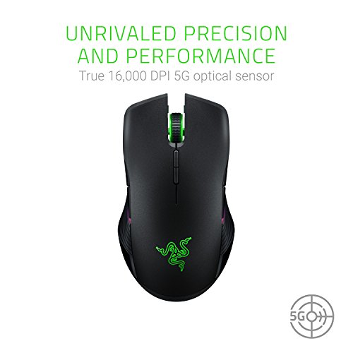 Razer Lancehead Wireless - Ratón para gaming ambidiestro (sensor láser con 16000 DPI, switches mecánicos, retroiluminación RGB Chroma), color Negro