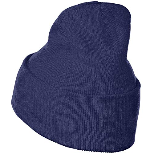 Rcdeey Tranvía Azul con Raya roja Unisex Invierno Verano Cálido con puños Llanura Slouchy Skull Gorro de Punto Diario