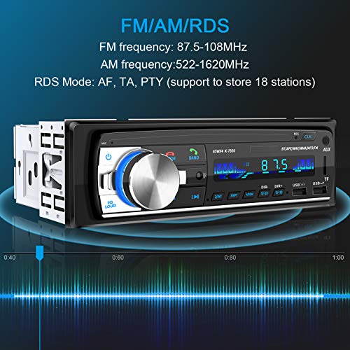 RDS Autoradio Bluetooth Manos Libres, CENXINY 4 x 65W Radio de Coche Bluetooth 5.0 LCD con Reloj, Soporte USB/AUX en FM/Am / MP3 / WMA/WAV/MPE/RDS Radio de Coche Estéreo