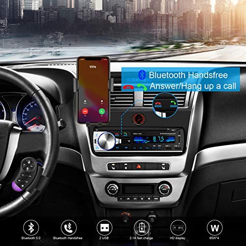 RDS Autoradio Bluetooth Manos Libres, CENXINY 4 x 65W Radio de Coche Bluetooth 5.0 LCD con Reloj, Soporte USB/AUX en FM/Am / MP3 / WMA/WAV/MPE/RDS Radio de Coche Estéreo