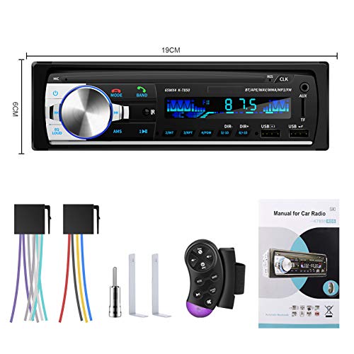 RDS Autoradio Bluetooth Manos Libres, CENXINY 4 x 65W Radio de Coche Bluetooth 5.0 LCD con Reloj, Soporte USB/AUX en FM/Am / MP3 / WMA/WAV/MPE/RDS Radio de Coche Estéreo