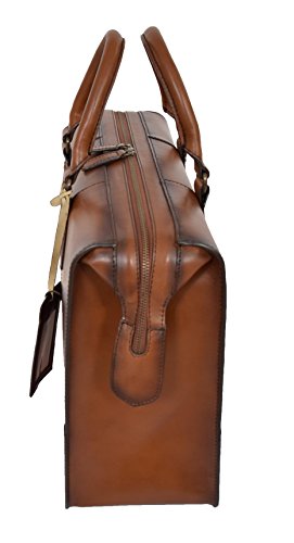 Real Cuero Doctores Maletín Cremallera Apertura Vendimia Estilo Llevar Bolso Stratford Bronceado New