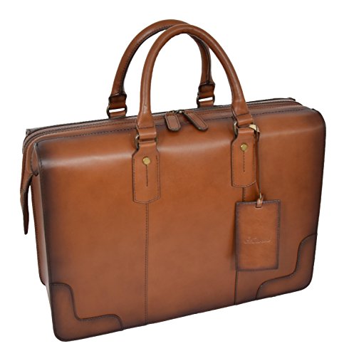 Real Cuero Doctores Maletín Cremallera Apertura Vendimia Estilo Llevar Bolso Stratford Bronceado New