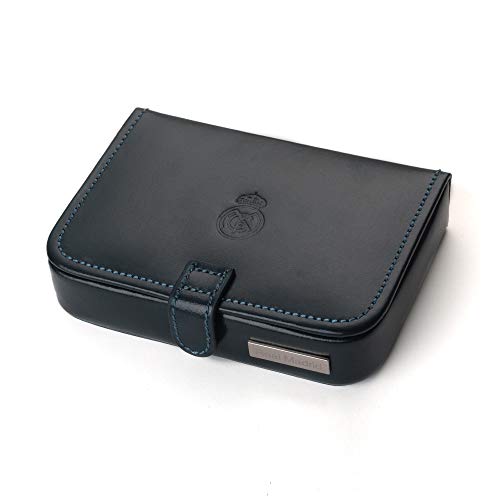 Real Madrid - Estuche de Viaje Hecho a Mano con Piel Pequeños Accesorios. Color Azul RMJ-80008