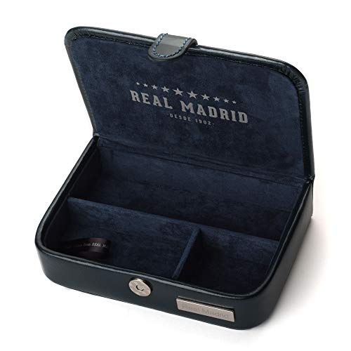 Real Madrid - Estuche de Viaje Hecho a Mano con Piel Pequeños Accesorios. Color Azul RMJ-80008