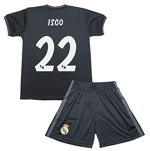 Real Madrid Kit Segunda Equipación Infantil ISCO Producto Oficial Licenciado Temporada 2018-2019 (Gris Grafito, Talla 6)
