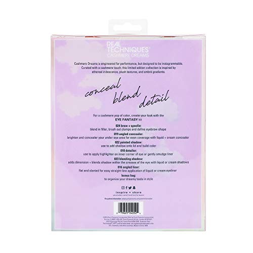 Real Techniques Cashmere Dreams Eye Fantasy - Juego con brochas para maquillaje de ojos y estuche