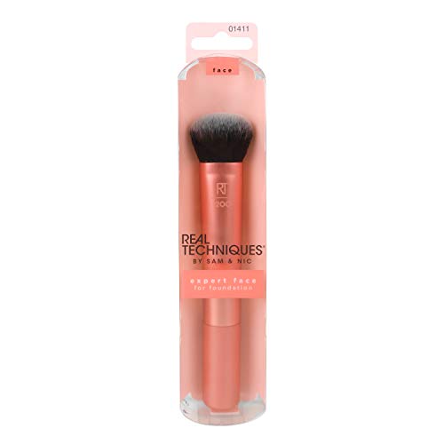 REAL TECHNIQUES Expert Face Brush - Brocha para Base de Maquillaje (Polvo/Fluido) 1 Unidad, 60 g, Rosa