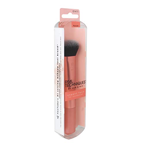 REAL TECHNIQUES Expert Face Brush - Brocha para Base de Maquillaje (Polvo/Fluido) 1 Unidad, 60 g, Rosa