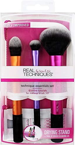 Real Techniques Travel Esencial Kit Básico de 3 Brochas - 1 Pack