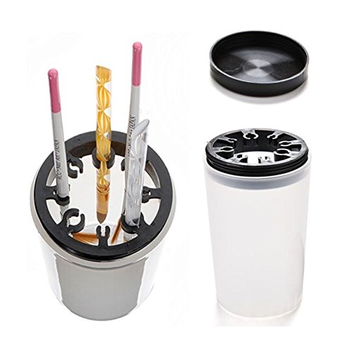 Recipiente para pinceles - Vaso para la limpieza de pinceles - Color blanco - con tapón - Blucc Style