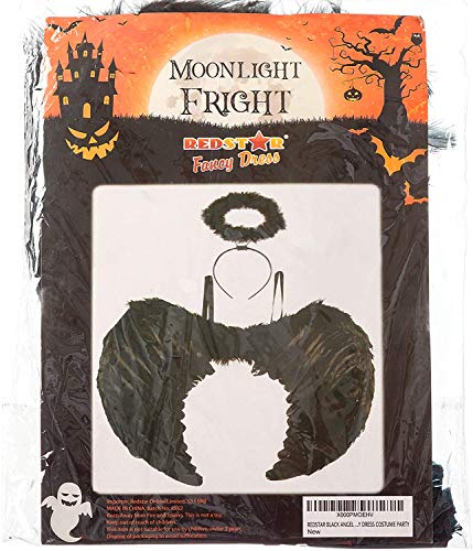 Redstar Fancy Dress - Alas y halo de ángel - Ideal para Halloween - Negro