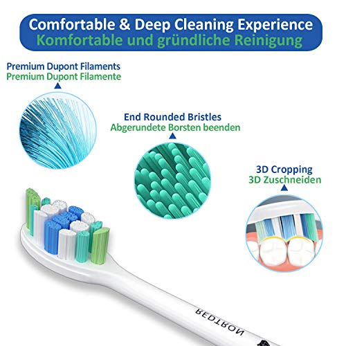 REDTRON Recambios Cepillo compatible con Philips Sonicare ProResults, Set de 8 Cabezales de Recambio compatible con DiamondClean, HealthyWhite, FlexCare Platinum, EasyClean, HydroClean, PowerUp