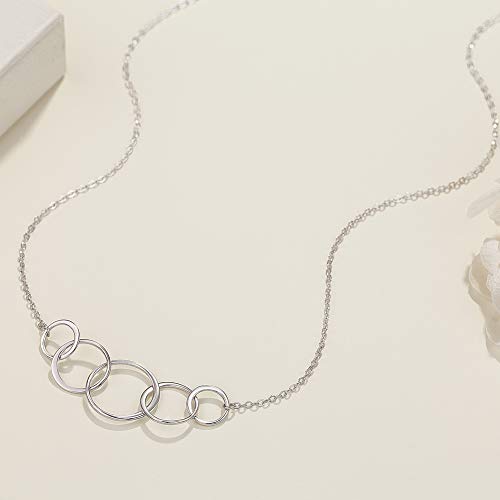 Regalo de 50 cumpleaños para mujer – Plata de ley Infinity 5 círculo 5 décadas collar, joyería del día de la madre