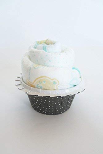 Regalo Original para Recién Nacidos | Caja de Cupcakes hechos con Pañales DODOT | Baby Shower Gift Idea | Obsequio para bautizo | Recuerdo para Invitados | Regalo para Bebé | Color Neutro, UNISEX, para Niños/Niñas