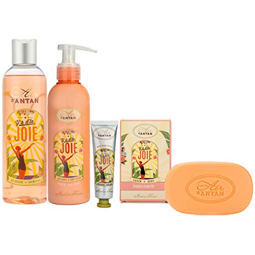 Regalos Mujer: Set JOIE Carrusel 4 productos: 1 gel de ducha 250 ml, 1 crema corporal 200 ml, 1 crema manos 25 ml, un jabón 100 g/Un Air d'Antan/Perfume: El azahar & rosa/Idea regalo/Belleza Mujer